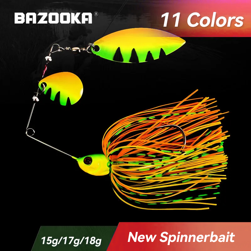 Fishing Lure Spoon - バズーカ 15 グラム 18 グラムスピナーベイト釣りルアーワイヤー餌金属スピナーバズベイトスイムベイトフックペシェジグキットスカート低音パイク冬