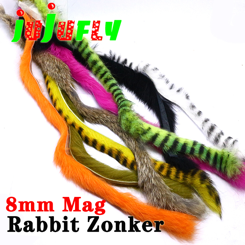 Fishing Lure Spinnerbait - 3ストリップ/パック フライタイイング マグナムゾンカーラビットストリップ 8mm幅 大型ゾンカー パイク＆マスキー用